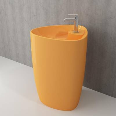Bocchi Etna Batarya Banklı Monoblok Lavabo 58 cm Parlak Mandalina Sarısı 1337-021-0126 - 1