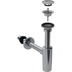 Geberit lavabo sifonu, kapak ve adaptör conta, yatay çıkış: d=32mm, G=1 1/4', Parlak krom - GEBERİT