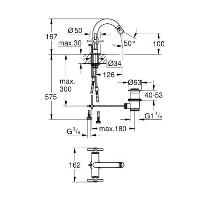 Grohe Atrio Tek Delikli Bide Bataryası 1/2' M-Boyut - 24027Da3 - 2