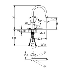 Grohe Eurocosmo Tek Kumandalı Eviye Bataryası - 31481001 - 2