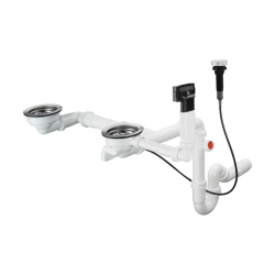 HansGrohe D17 - 11 Otomatik Gider Ve Taşma Seti Çift Hazneli Granit Eviye İçin - 43938000 - HANSGROHE