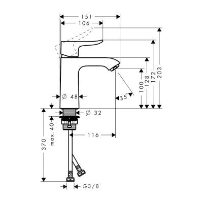 HansGrohe Metris Tek Kollu Lavabo Bataryası 110 Kumandasız - 31084000 - 2