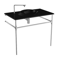 VitrA İstanbul Siyah 100 cm Metal Ayaklı Etajerli Lavabo - VİTRA