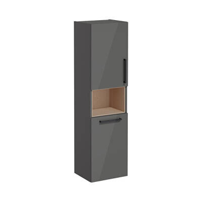 VitrA Root Flat 40 cm Çamaşır Sepetli Parlak Antrasit Boy Dolabı - 1