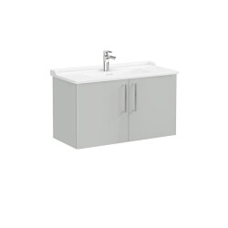 VitrA Root Flat Kapaklı 100 cm Parlak İnci Grisi Lavabo Alt Dolabı - VİTRA